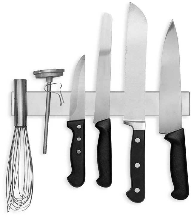 Main image of Magnetic Knife Holder for Wall and Fridge - 12" Knife Magnetic Strip, Magnet Kitchen Knife Holder and Rack, Stainless Steel Magnetic Knife Bar for Kitchen Utensils