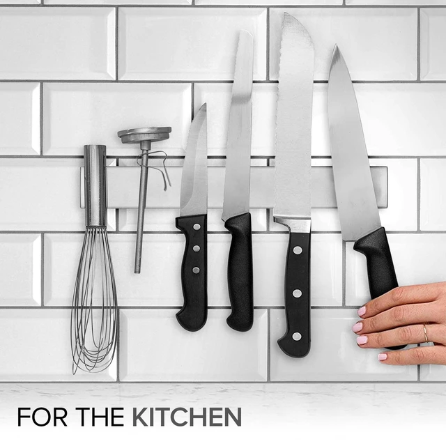 Alt view image 4 of 6 - Magnetic Knife Holder for Wall and Fridge - 12" Knife Magnetic Strip, Magnet Kitchen Knife Holder and Rack, Stainless Steel Magnetic Knife Bar for Kitchen Utensils