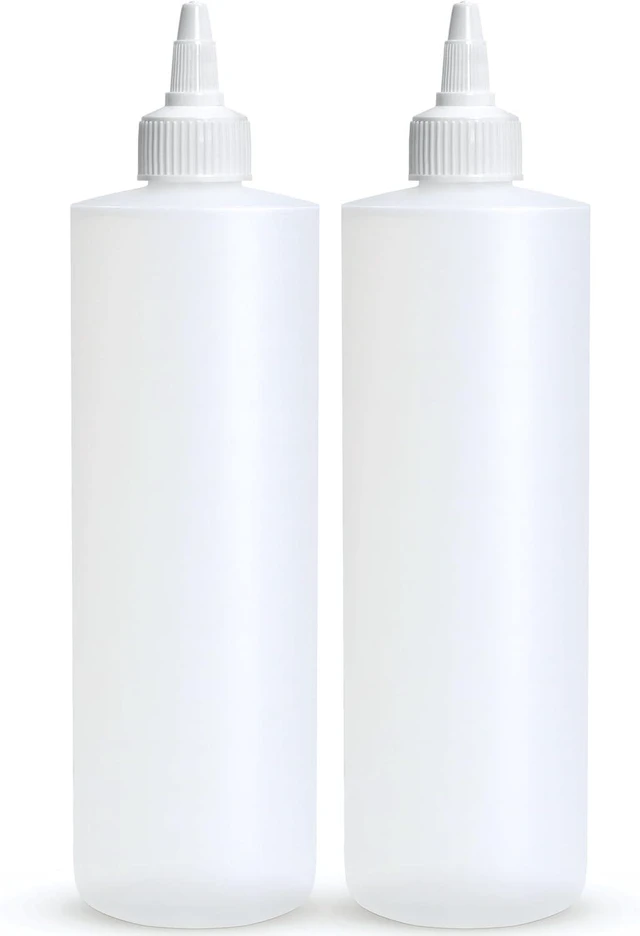 Main image of Condiment Squeeze Bottles, 16 OZ Empty Squirt Bottle with Twist Top Cap, Leak Proof - Great for Ketchup, Mustard, Syrup, Sauces, Dressing, Oil, Arts and Crafts, BPA FREE Plastic - 2 PACK