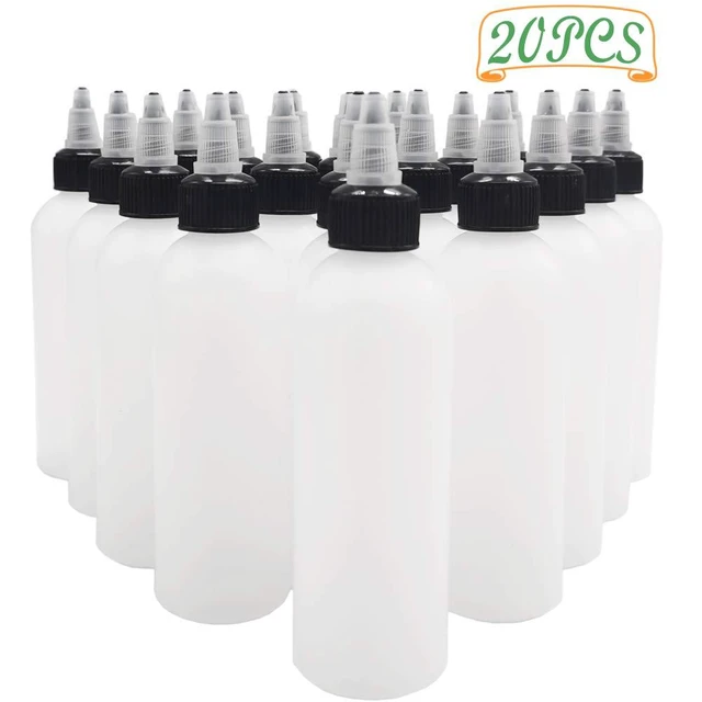 Alt view image 3 of 7 - 20-Pack 4oz/120ml Plastic Boston Squeeze Bottles with Twist Top Cap | White LDPE Bottles for Liquids, Inks, Oils, Crafts, Kitchen, Household