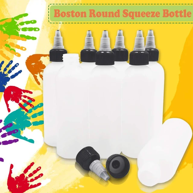 Alt view image 7 of 7 - 20-Pack 4oz/120ml Plastic Boston Squeeze Bottles with Twist Top Cap | White LDPE Bottles for Liquids, Inks, Oils, Crafts, Kitchen, Household