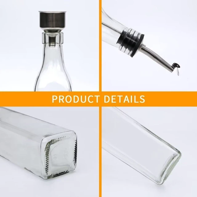 Alt view image 3 of 7 - 8Pcs 17oz Olive Oil Dispenser Bottle, Oil Dispenser for Kitchen | Glass Cooking Oil Dispenser, Vinegar Cruet Bottle with Pourers, Oil and Vinegar Dispenser Set with Pourers, Corks, Caps