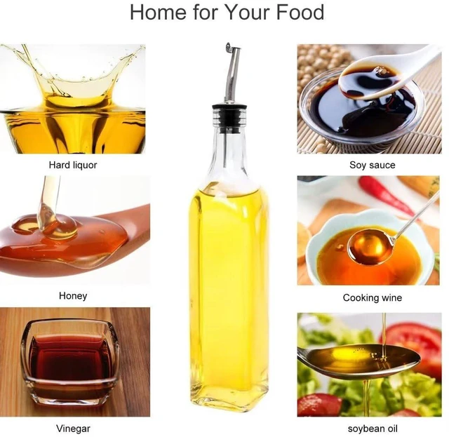 Alt view image 7 of 7 - 8Pcs 17oz Olive Oil Dispenser Bottle, Oil Dispenser for Kitchen | Glass Cooking Oil Dispenser, Vinegar Cruet Bottle with Pourers, Oil and Vinegar Dispenser Set with Pourers, Corks, Caps