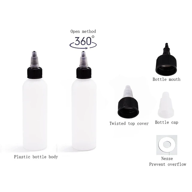 Alt view image 3 of 6 - 20 Pack 4oz Boston Squeeze Bottles,Clear Dispensing Bottles with Twist Top Cap,Plastic Squeeze Bottle for Crafts,Kitchen,Household