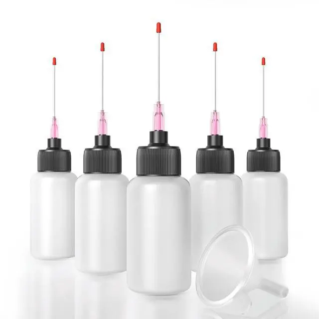 Main image of 5 Pcs Oil Bottles (1 oz), Precision Tip Applicators for Crafts & Hinges | Precision Gun Oil Bottle, Controlled Oil Dispensing, 1.5 Inch Stainless Tips, Soft LDPE, Sewing Machines & Tight Spaces