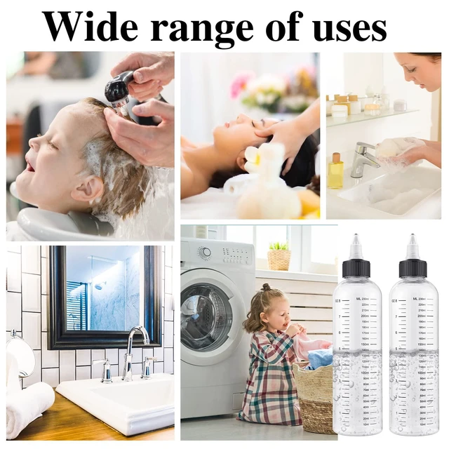 Alt view image 6 of 7 - 2Pcs 8.5Oz Hair Oil Applicator Bottles For Scalp, Plastic Squeeze | Root Hair Dye Bottle Twist-On Top Tip Cap with Graduated Scale, Clear Soft Squeeze Bottle For Hair Oil, Dye Dispenser