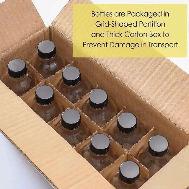 Alt view image 6 of 7 - 10 Pack, 4 oz Small Clear Glass Bottles w/ Lids & 3 Stainless Steel Funnel - 120ml Boston Round Sample Bottle for Potion, Juice, Ginger Shot, Wellness, Oils, Whiskey, Liquids - Leakproof Travel Bottle