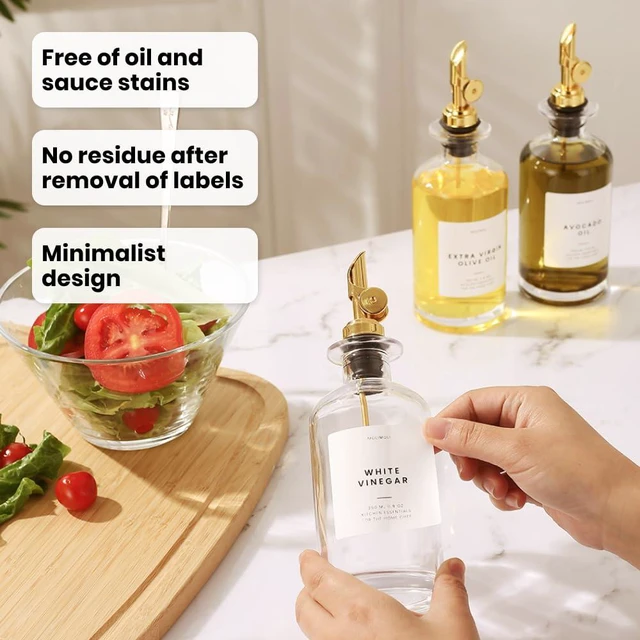 Alt view image 5 of 7 - - Premium Olive Oil Dispenser Bottles for Kitchen with Pourer - Oil and Vinegar Dispenser Set, Glass Dispenser for Kitchen, Dispenser Bottle of 350ml - Set of 2