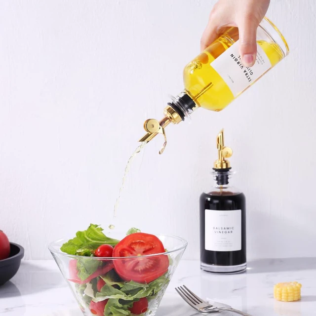 Alt view image 7 of 7 - - Premium Olive Oil Dispenser Bottles for Kitchen with Pourer - Oil and Vinegar Dispenser Set, Glass Dispenser for Kitchen, Dispenser Bottle of 350ml - Set of 2