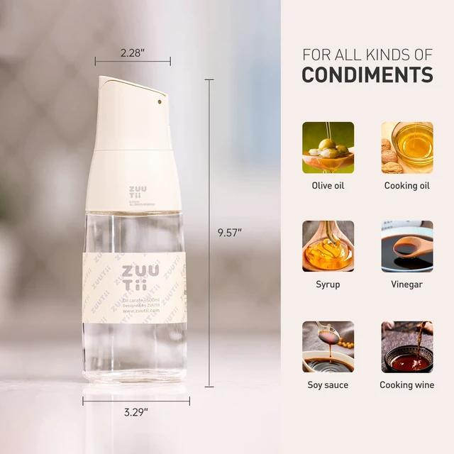 Alt view image 3 of 7 - Glass Olive Oil Dispenser for Kitchen,Vinegar Dispenser Bottle,17Oz | BPA-Free,Dishwasher-safe,Drip-free Spout,Auto Flip