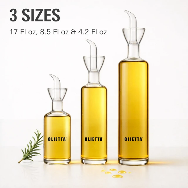 Alt view image 7 of 7 - Olive Oil Dispenser Bottle 17 fl oz - Borosilicate Glass Non-Drip Pourer | Ground-Glass Seal, Leakproof Airtight, Dishwasher Safe, Oil Bottle for Kitchen, Table, Vinegar Drizzler, Easy Clean