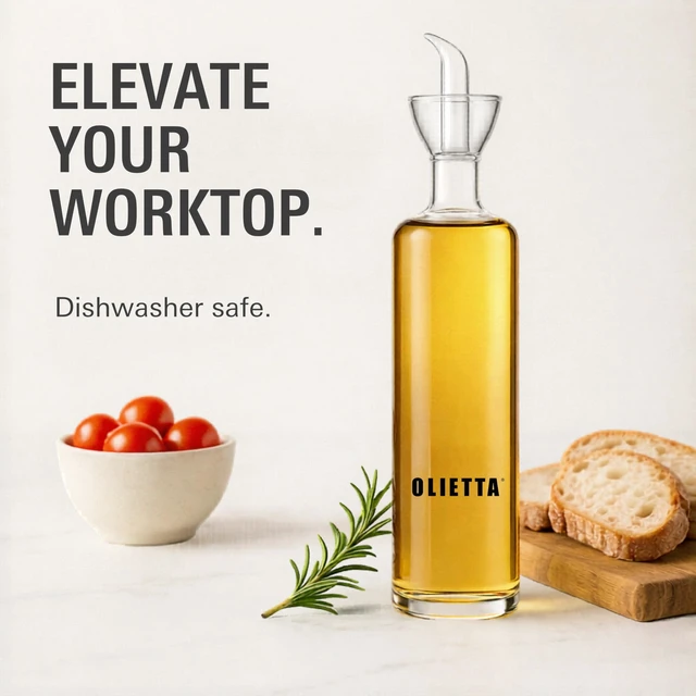 Alt view image 5 of 7 - Olive Oil Dispenser Bottle 17 fl oz - Borosilicate Glass Non-Drip Pourer | Ground-Glass Seal, Leakproof Airtight, Dishwasher Safe, Oil Bottle for Kitchen, Table, Vinegar Drizzler, Easy Clean