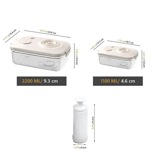 Alt view image 2 of 7 - Vacuum Seal Containers - Preserve Freshness with Time Dial, BPA-Free, Microwave-Safe - 2-Piece Set (5.1 Cups + 8.9 Cups Rectangular), White, liv01