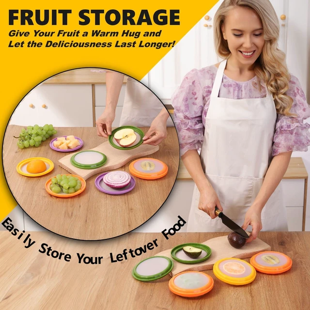 Alt view image 2 of 6 - Double-Sided Avocado Saver & Onion Storage, 4Pcs Food Holder | Upgraded Double-Sided Silicone! 4Pcs Avocado Saver & Onion Storage. Keeps garlic, tomato & produce fresh in fridge containers