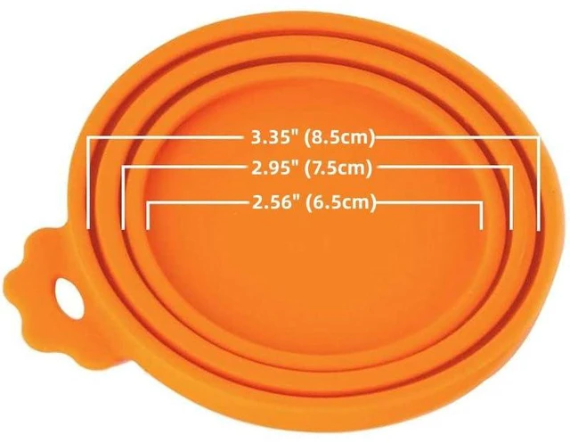 Alt view image 2 of 7 - - Silicone Cat/Dog Food Can Covers Lids, Universal 3 Sizes Fit for 3oz, 5.5oz, 6.5oz, 13oz, 13.2oz Pet Food Cans, BPA Free, Reusable (box set of 2 lids in Green & Yellow)