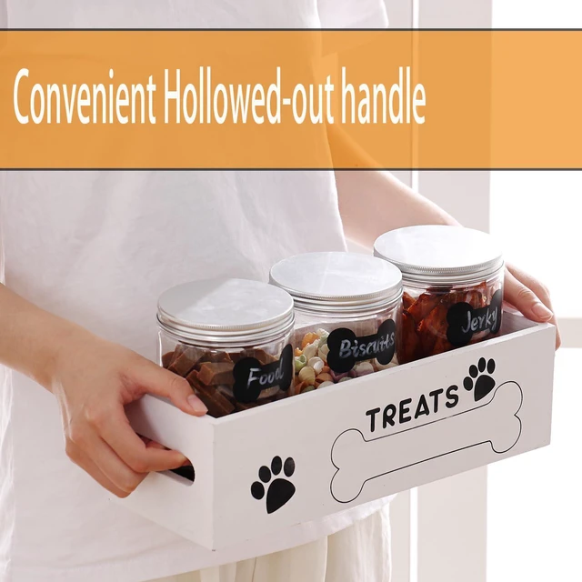 Alt view image 6 of 6 - Dog Treat Container Cat Food Organizer with 3 Jar Pet Snack Container Decorative Pet Food Containers Farmhouse Decor Gift for Pet with Reusable Sticker & Marker - Bone Shape