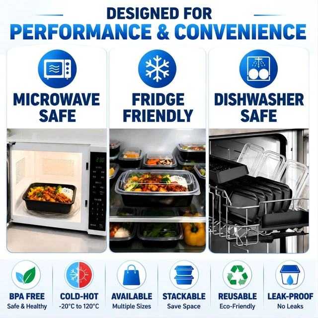 Alt view image 4 of 7 - 15 Pack 32oz Meal Prep Containers Reusable BPA-Free, Disposable Food Storage Take Out Containers with Lids, Leakproof Plastic To Go Food Containers, Microwave Freezer Dishwasher Safe