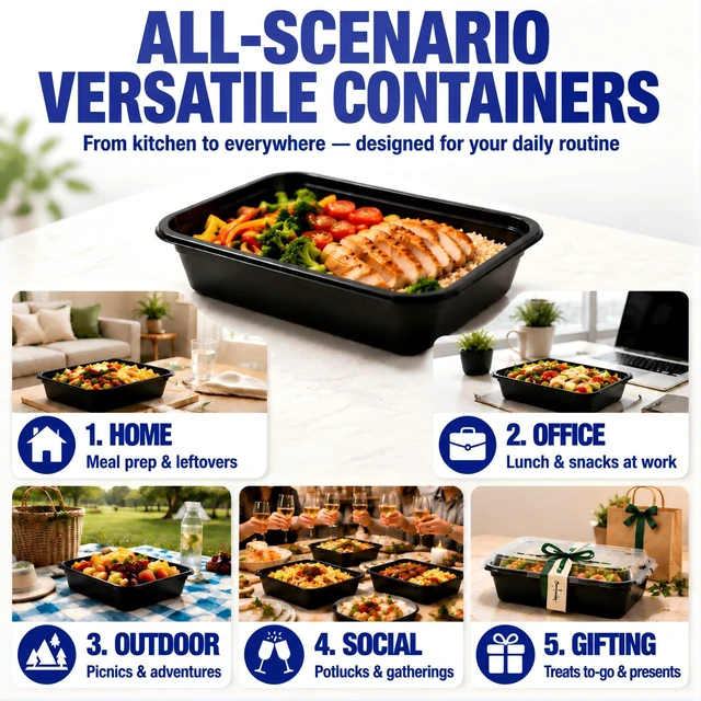 Alt view image 6 of 7 - 15 Pack 32oz Meal Prep Containers Reusable BPA-Free, Disposable Food Storage Take Out Containers with Lids, Leakproof Plastic To Go Food Containers, Microwave Freezer Dishwasher Safe