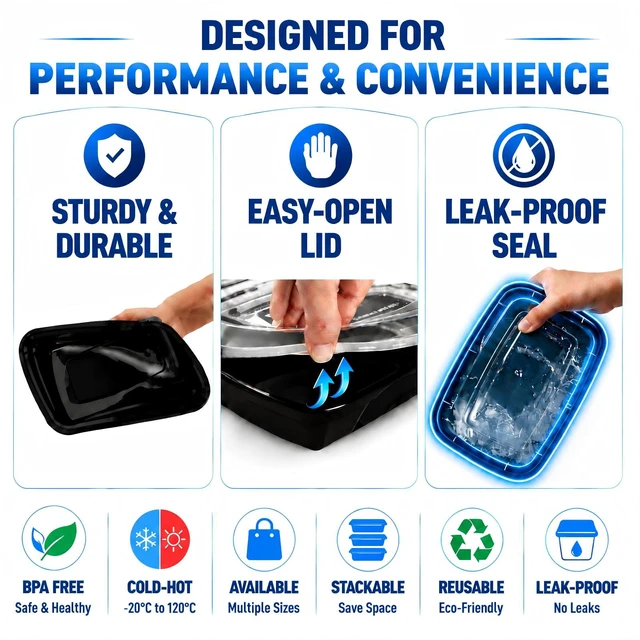 Alt view image 5 of 7 - 15 Pack 32oz Meal Prep Containers Reusable BPA-Free, Disposable Food Storage Take Out Containers with Lids, Leakproof Plastic To Go Food Containers, Microwave Freezer Dishwasher Safe