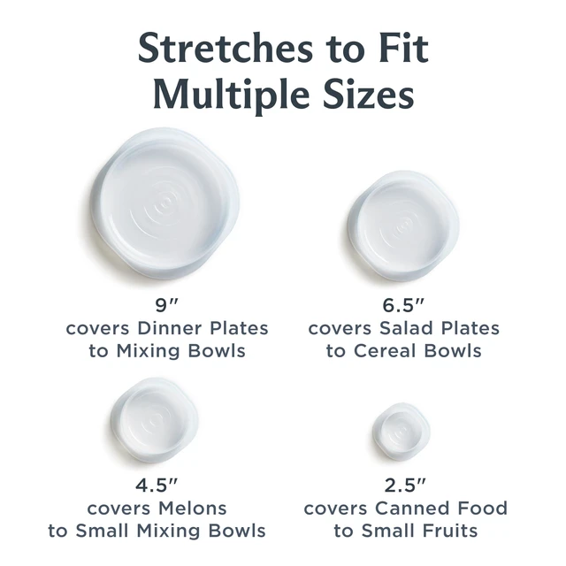 Alt view image 4 of 7 - Reusable Silicone Stretch Lids, Clear, 4-Pack, Variety of Sizes | Food-Safe Silicone, Airtight Seal, Leak-Free, BPA-Free, Eco-Friendly, Food Container Covers, Microwave, Dishwasher, Meal Prep