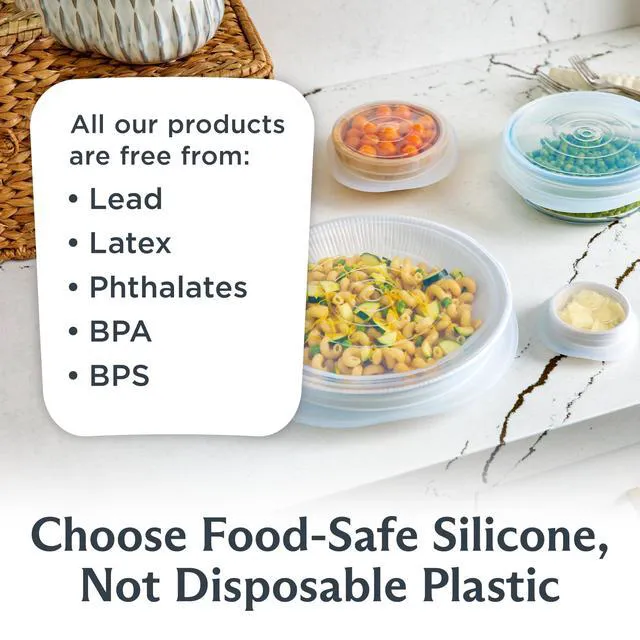 Alt view image 6 of 7 - Reusable Silicone Stretch Lids, Clear, 4-Pack, Variety of Sizes | Food-Safe Silicone, Airtight Seal, Leak-Free, BPA-Free, Eco-Friendly, Food Container Covers, Microwave, Dishwasher, Meal Prep