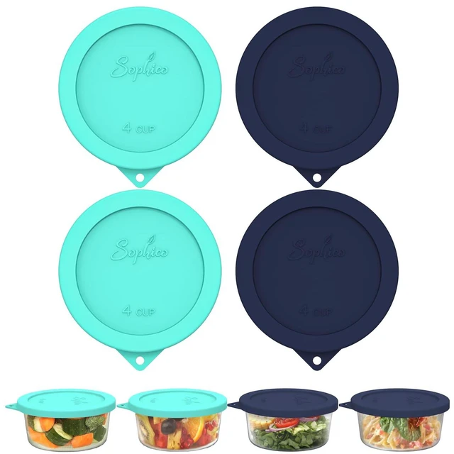 Main image of 4 Cup Silicone Lids Replacement for Pyrex & Anchor Hocking 7201-PC | Food Grade Silicone, LeakproofAirtight Lids, Dishwasher Microwave Safe(4 pack)