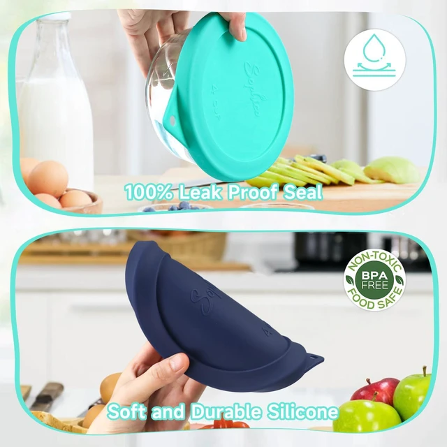 Alt view image 4 of 7 - 4 Cup Silicone Lids Replacement for Pyrex & Anchor Hocking 7201-PC | Food Grade Silicone, LeakproofAirtight Lids, Dishwasher Microwave Safe(4 pack)