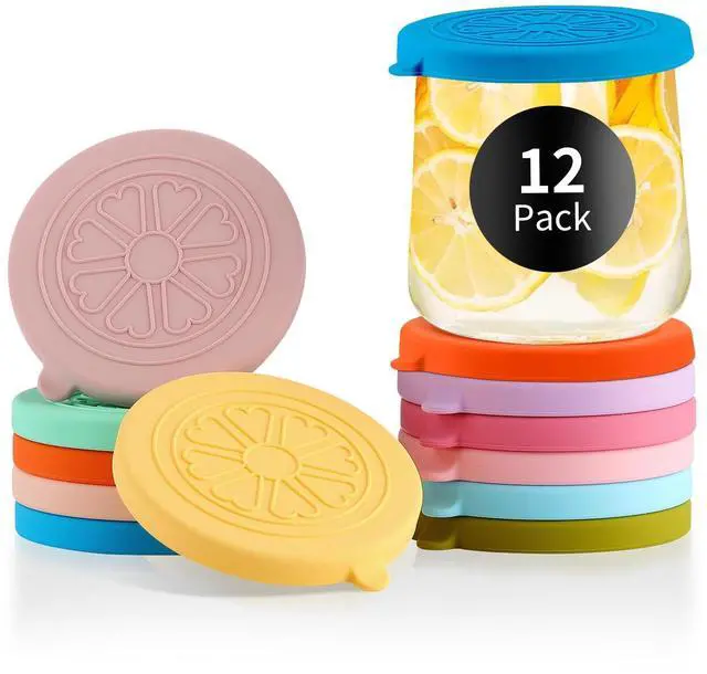 Main image of Oui Yogurt Jar Lids Silicone | 12 Pack Colorful Covers Fit For 5 Oz Oui Yogurt Glass Jars | Perfect For Oui Yogurt Bottle with Label | Lids Only | Food-Grade/Leakproof/Reusable