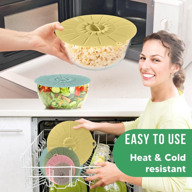 Alt view image 5 of 7 - Silicone Lids for Food Storage - 6 Pack - 6 Sizes - Food Grade - Reusable Silicone Bowl Covers for Pots and Pans - Microwave Splatter Cover - Fits Cups, Plates,-Stove, Oven, Fridge, Dishwasher Safe