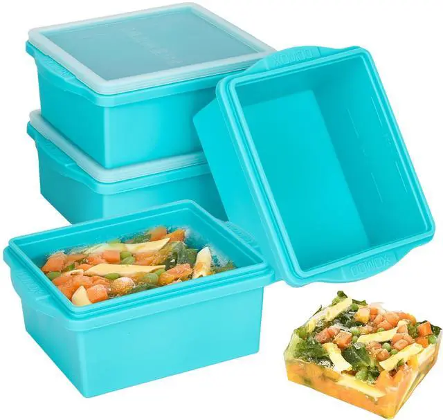 Main image of 2 Cup Silicone Freezer Trays with Lids, Silicone Soup Freezer Molds - Leakproof, BPA-Free, Stackable, Microwave & Dishwasher Safe, Perfect for Soups, Sauces, Meal Prep, and Baked Goods - 4 Pack
