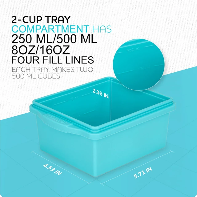 Alt view image 6 of 7 - 2 Cup Silicone Freezer Trays with Lids, Silicone Soup Freezer Molds - Leakproof, BPA-Free, Stackable, Microwave & Dishwasher Safe, Perfect for Soups, Sauces, Meal Prep, and Baked Goods - 4 Pack