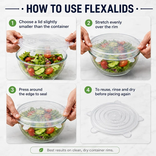Alt view image 7 of 7 - Premium 8-Piece Silicone Stretch Lid Set with Extra Large 11 Cover Reusable BPA-Free Eco-Friendly Bowl Covers Universal Airtight Leak-Proof Seal for Pots, Bowls & Fruit