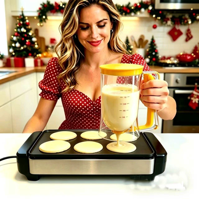 Alt view image 3 of 7 - Batter separator Cupcakes Pancakes Cookie Cake Waffles Batter Dispenser cookie separator batter Cream Speratator Cup Measuring Baking Tools(Orange)