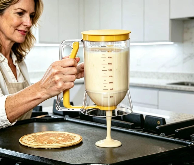 Alt view image 4 of 7 - Batter separator Cupcakes Pancakes Cookie Cake Waffles Batter Dispenser cookie separator batter Cream Speratator Cup Measuring Baking Tools(Orange)