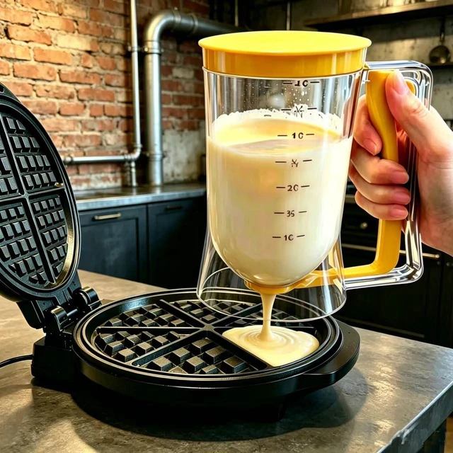 Alt view image 5 of 7 - Batter separator Cupcakes Pancakes Cookie Cake Waffles Batter Dispenser cookie separator batter Cream Speratator Cup Measuring Baking Tools(Orange)