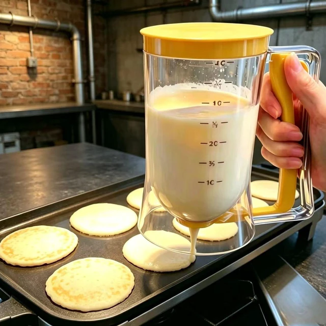 Alt view image 6 of 7 - Batter separator Cupcakes Pancakes Cookie Cake Waffles Batter Dispenser cookie separator batter Cream Speratator Cup Measuring Baking Tools(Orange)