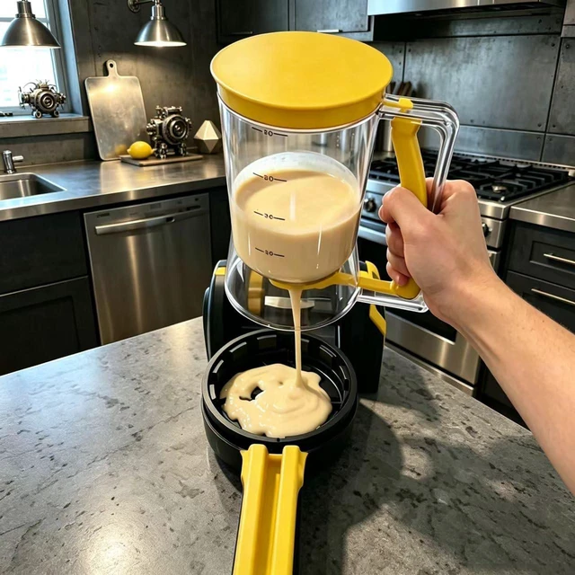 Alt view image 7 of 7 - Batter separator Cupcakes Pancakes Cookie Cake Waffles Batter Dispenser cookie separator batter Cream Speratator Cup Measuring Baking Tools(Orange)