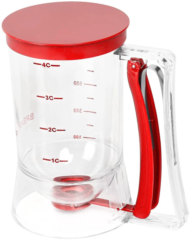 Main image of Batter separator Cupcakes Pancakes Cookie Cake Waffles Batter Dispenser cookie separator batter Cream Speratator Cup Measuring Baking Tools (red)