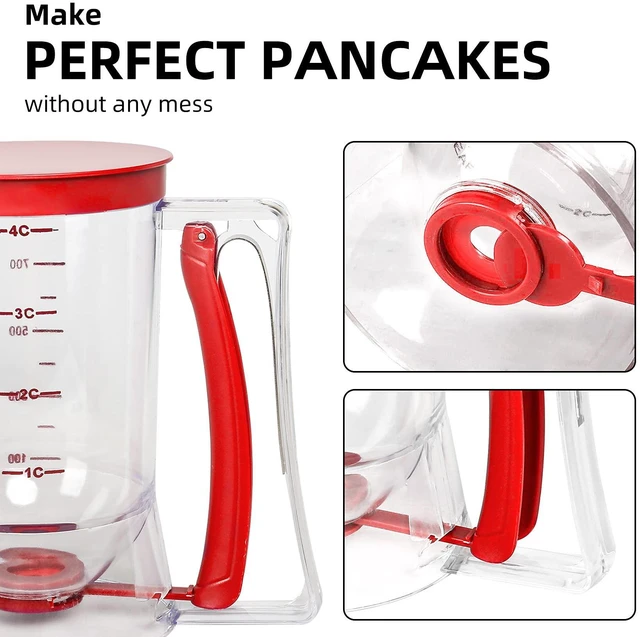 Alt view image 4 of 6 - Batter separator Cupcakes Pancakes Cookie Cake Waffles Batter Dispenser cookie separator batter Cream Speratator Cup Measuring Baking Tools (red)