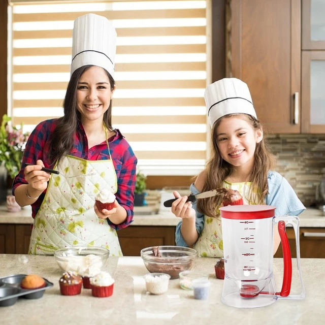 Alt view image 5 of 6 - Batter separator Cupcakes Pancakes Cookie Cake Waffles Batter Dispenser cookie separator batter Cream Speratator Cup Measuring Baking Tools (red)