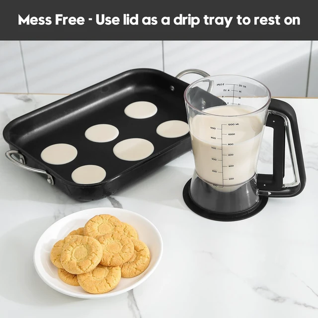 Alt view image 5 of 7 - Pancake Batter Dispenser 5 Cup with Sturdy Handle,Batter Separator for Pancakes, Cupcake, Waffle, Muffin Mix, Cake & Crepe Batter pitcher with Squeeze Handle Baking Tools-Black