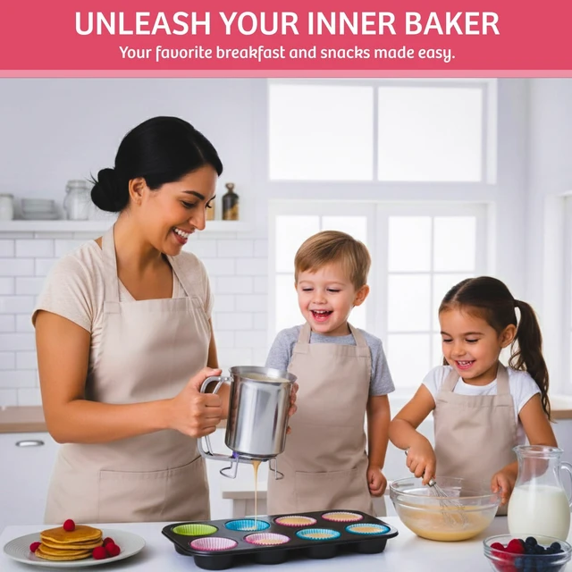 Alt view image 5 of 7 - Pancake Batter Dispenser- Gourmet Stainless-Steel Pourer- Perfect for Baking Cupcakes, Waffles, Cakes, and Muffins- No Drip Dispenser