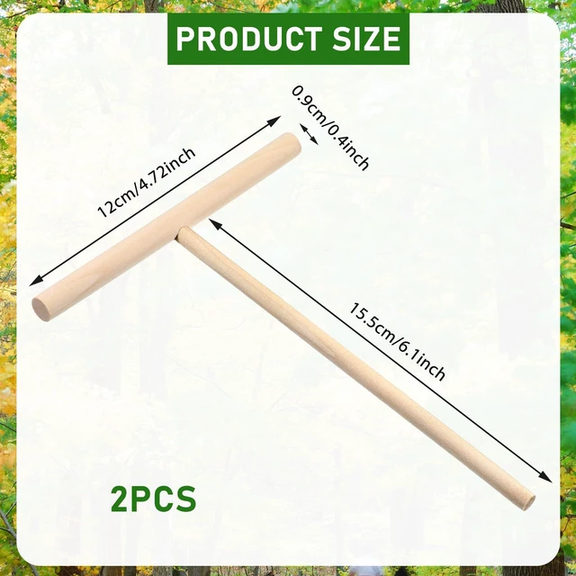 Alt view image 2 of 7 - 2 Pcs Crepe Spreader, 6.1 Inches x 4.7 Inches Natural Wooden T-Shaped Crepe Spatula, Wood Crepes Maker, Pancake Maker Tool for Flat Tortilla Shells