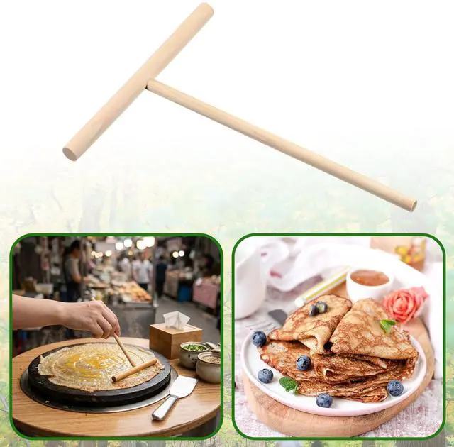 Alt view image 6 of 7 - 2 Pcs Crepe Spreader, 6.1 Inches x 4.7 Inches Natural Wooden T-Shaped Crepe Spatula, Wood Crepes Maker, Pancake Maker Tool for Flat Tortilla Shells