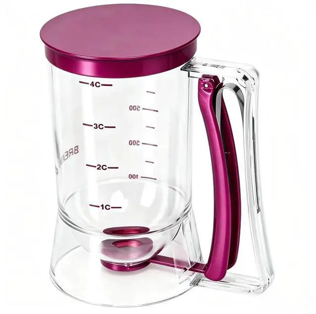 Main image of Pancake Batter Dispenser 4-Cup Batter Dispenser with Squeeze Handle & Measuring Marks for Pancakes, Waffles, Muffins, Crepes & Cupcakes Baking Tool (purple)