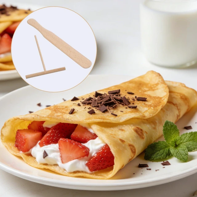 Alt view image 4 of 7 - Crepe Spreader and Crepe Spatula Kit Set of 4 Crepes Tools 1Pc Wooden Spatula and 3Pcs 4.7-inch T-shaped Tool, Fit for Any Size Pan Maker, Wooden Crepes Tools Kit