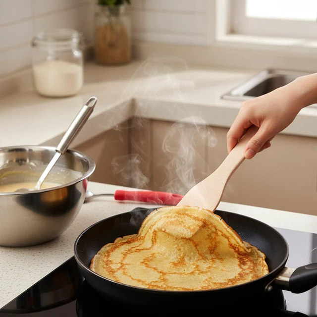 Alt view image 7 of 7 - Crepe Spreader and Crepe Spatula Kit Set of 4 Crepes Tools 1Pc Wooden Spatula and 3Pcs 4.7-inch T-shaped Tool, Fit for Any Size Pan Maker, Wooden Crepes Tools Kit