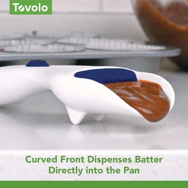 Alt view image 4 of 6 - Cupcake Scoop Batter Dispenser for Cupcakes Muffins Pancakes & Cookie Dough, Easy to Clean Batter Scoop Slide Dispenses Quicker for Even Size Baked Goods Kitchen Gadget, Deep Indigo