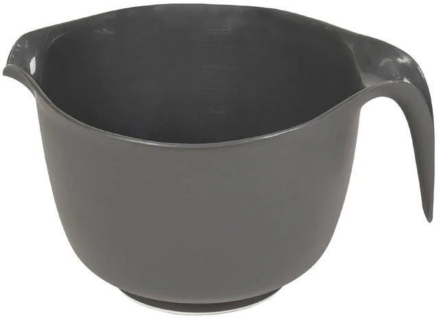 Main image of Mixing Bowl with Handle 3 Quart | Heavy Duty Plastic with Pour Spout and Non-Slip Base | Dishwasher Safe Kitchen Supplies for Cooking and Baking, Grey