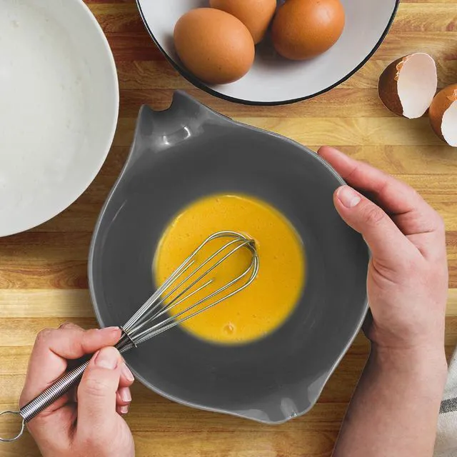 Alt view image 2 of 6 - Mixing Bowl with Handle 3 Quart | Heavy Duty Plastic with Pour Spout and Non-Slip Base | Dishwasher Safe Kitchen Supplies for Cooking and Baking, Grey